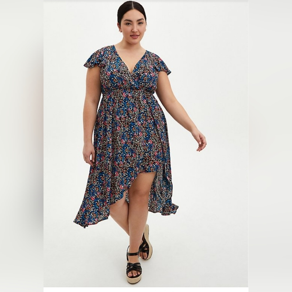 TORRID MIDI GAUZE WALK-THROUGH ROMPER DRESS SZ 1